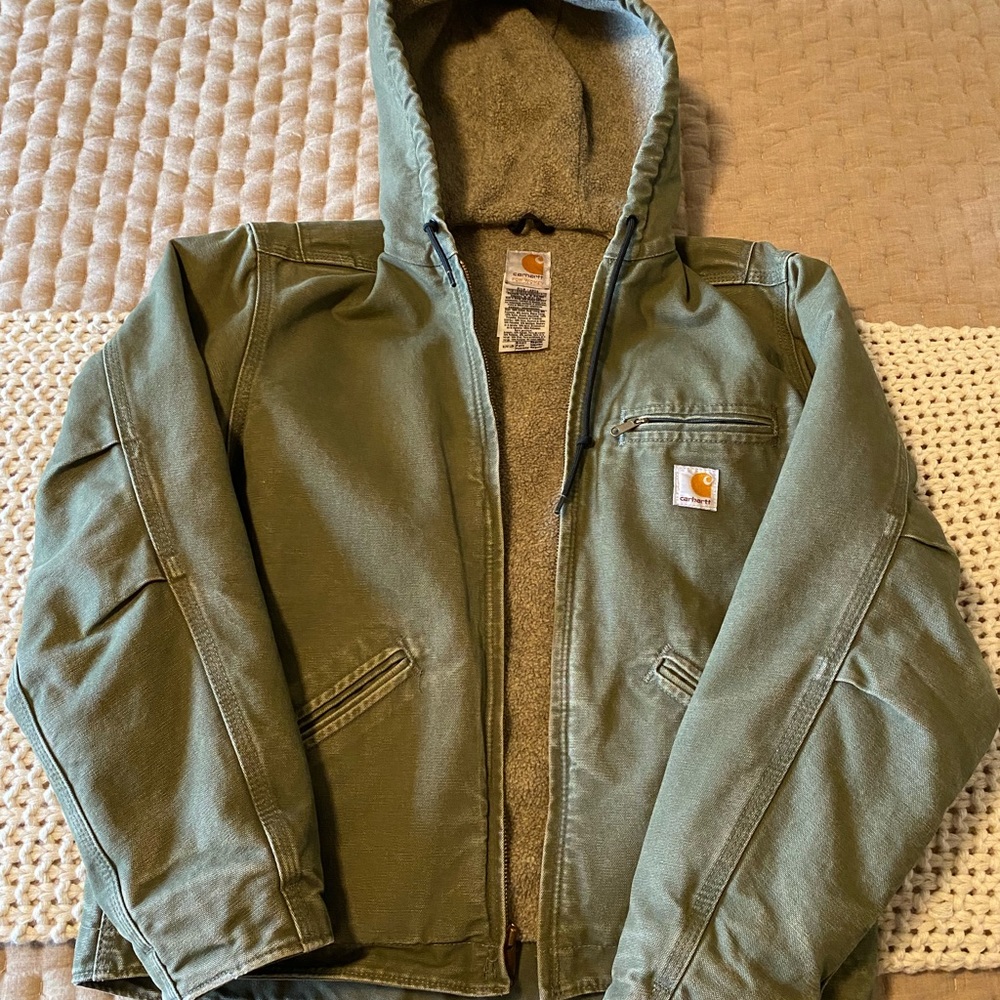 Carhartt Women’s loose fit washed duck Sherpa lined jacket basil/green